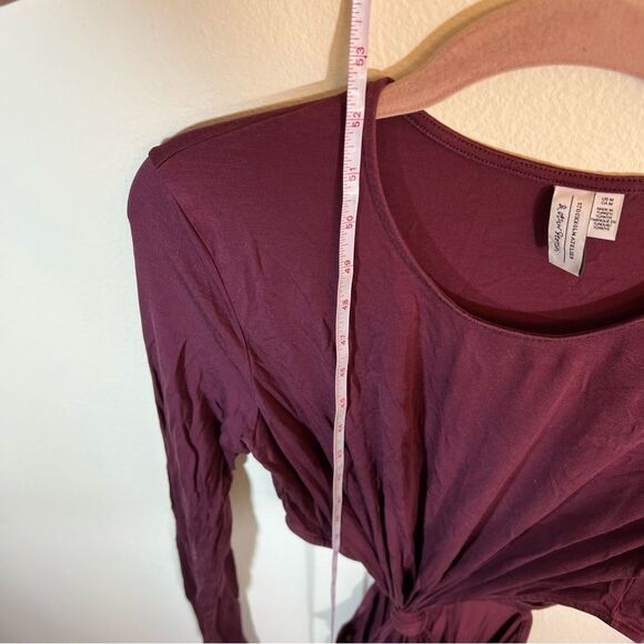 & Other Stories Cut Out Waist Long Sleeve Fitted Midi Dress Burgundy Maroon M - Picture 13 of 14